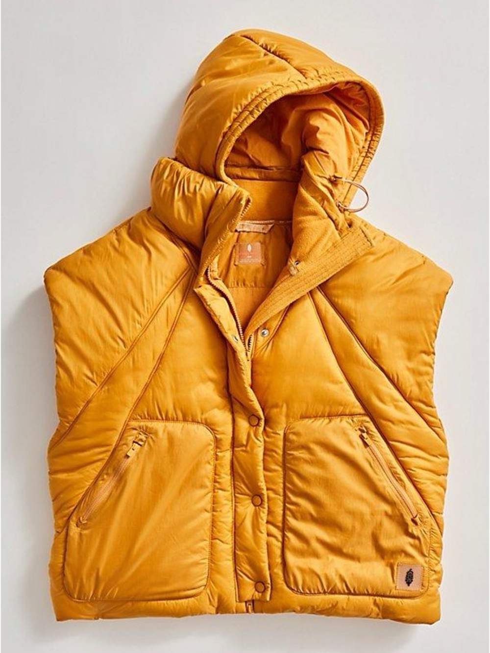 Free People Movement Parker Poncho Hooded Vest Marigold Yellow Medium NWT